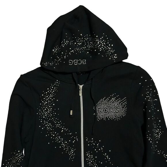 BCBGMAXAZRIA NWT ($280) 2pc Rhinestone Zip Up Hoodie/Pant Tracksuit - Picture 3 of 16